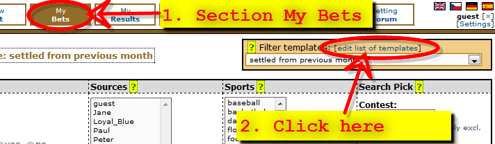 Go to the list of templates