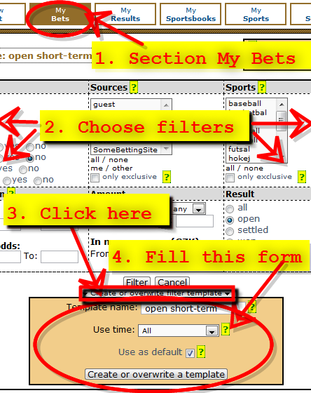 Crear una plantilla de filtros